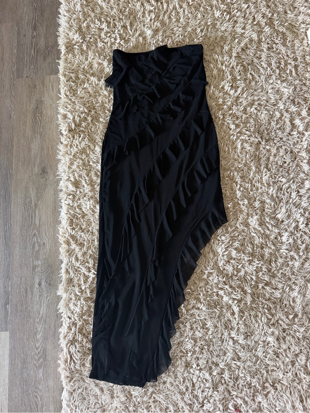 PrettyGarden Black Ruffle Strapless Dress Small